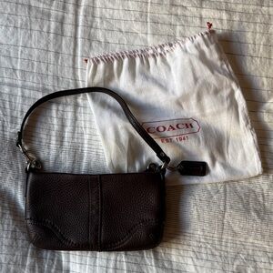 Coach Dark Brown Leather Wristlet
